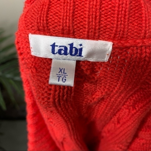 Tabi Red Cable Knit Zip up Sweater Vest 100% Cotton Relax Fit Sz XL - Picture 11 of 13